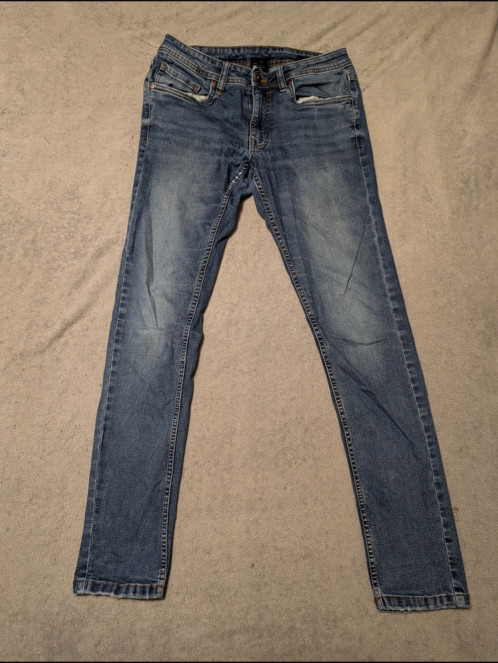 Slim Fit Men's Jeans in Medium Blue - Stretch Denim